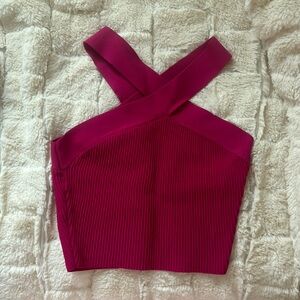 Aritzia Babaton sculpt knit cross cross cropped tank